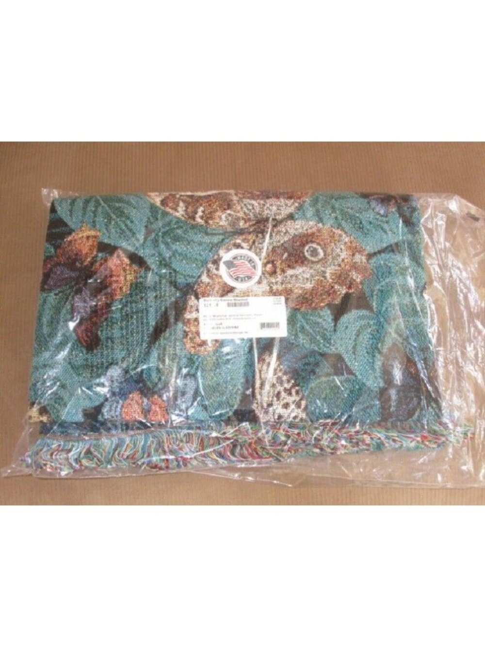 New Butterfly Heavy Afghan Woven Cotton Throw Blanket Gift Butterflies Wings NIP - Picture 2 of 2